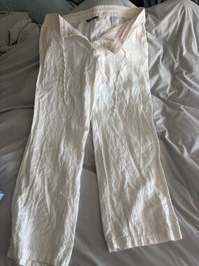 Tommy Bahama White Linen-Blend Drawstring Chinos